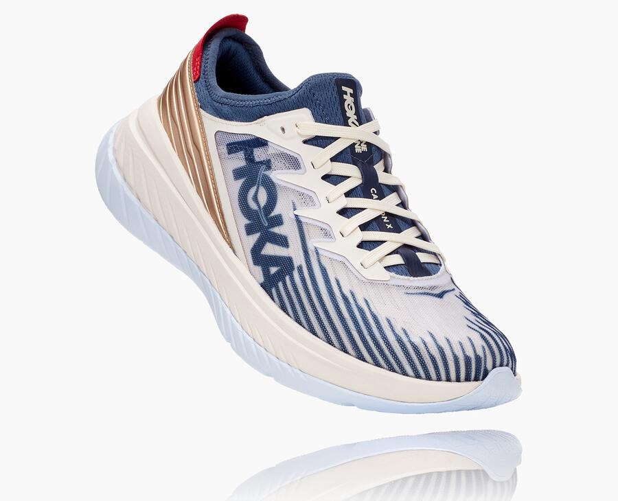 Hoka One One Carbon X-Spe Löparskor Herr - Vita/Blå - UWLQZ-0862